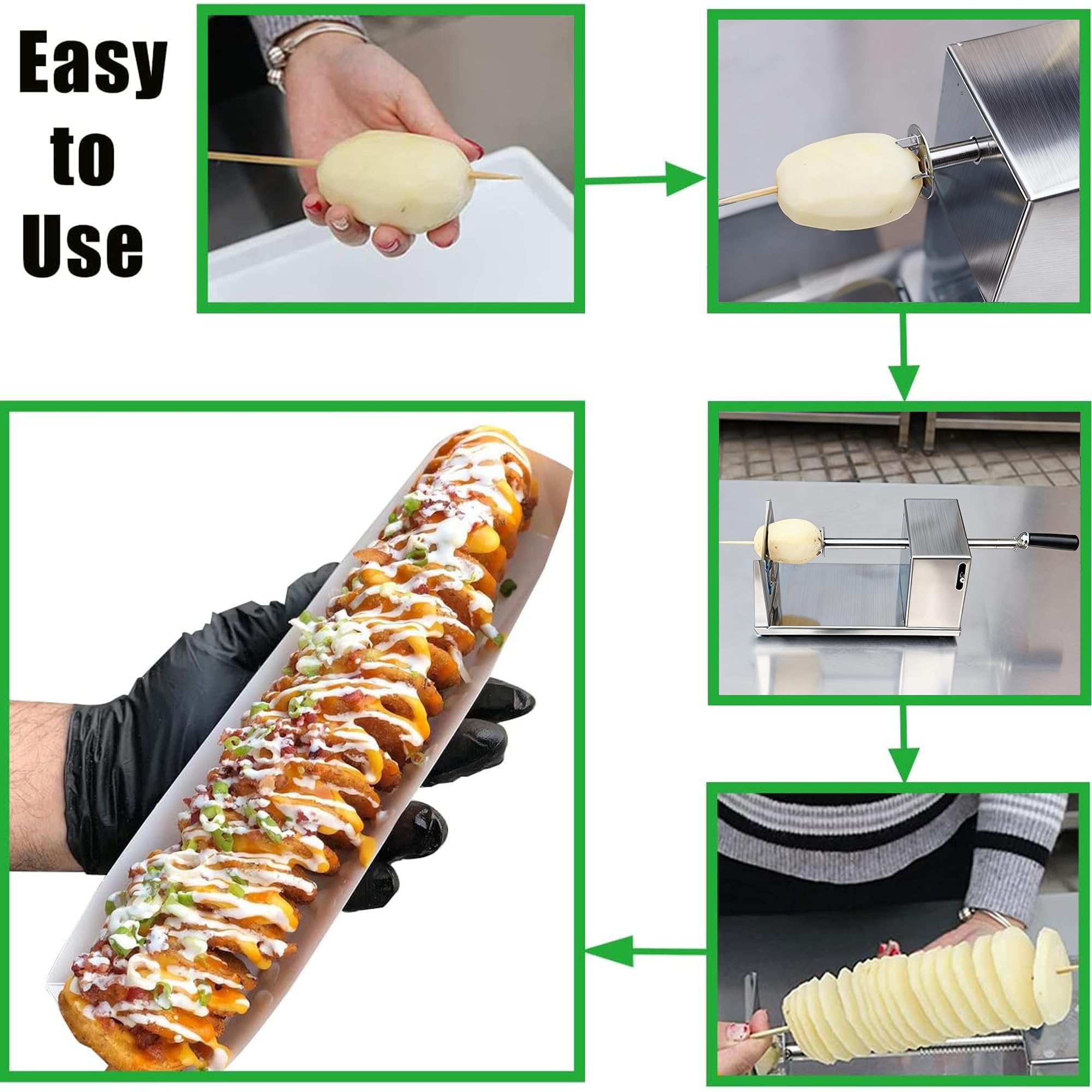 AIDOIT Tornado Potato Cutter base with non-slip feet keeps stable slicing.