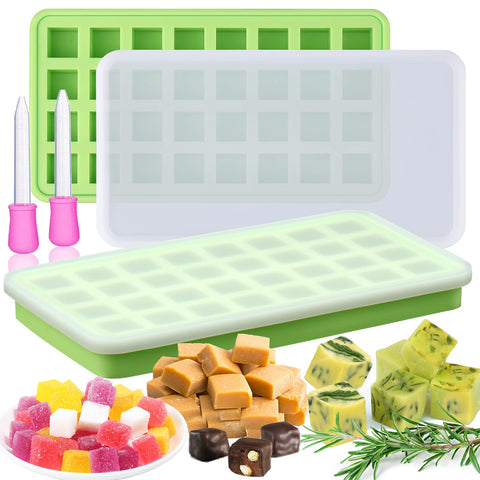 AIERSA 2-piece square silicone mold for herb-infused oil cubes with easy release.
