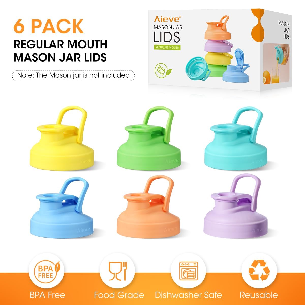 AIEVE compatible with Ball and other regular-mouth jars for versatile kitchen storage.