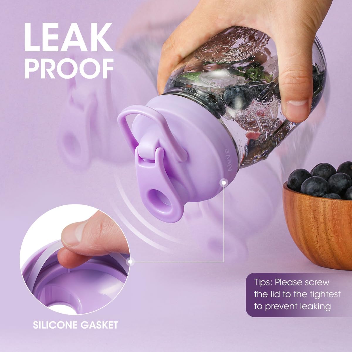 AIEVE BPA-free pour-spout lids offer easy pouring for cold drinks and leftovers.