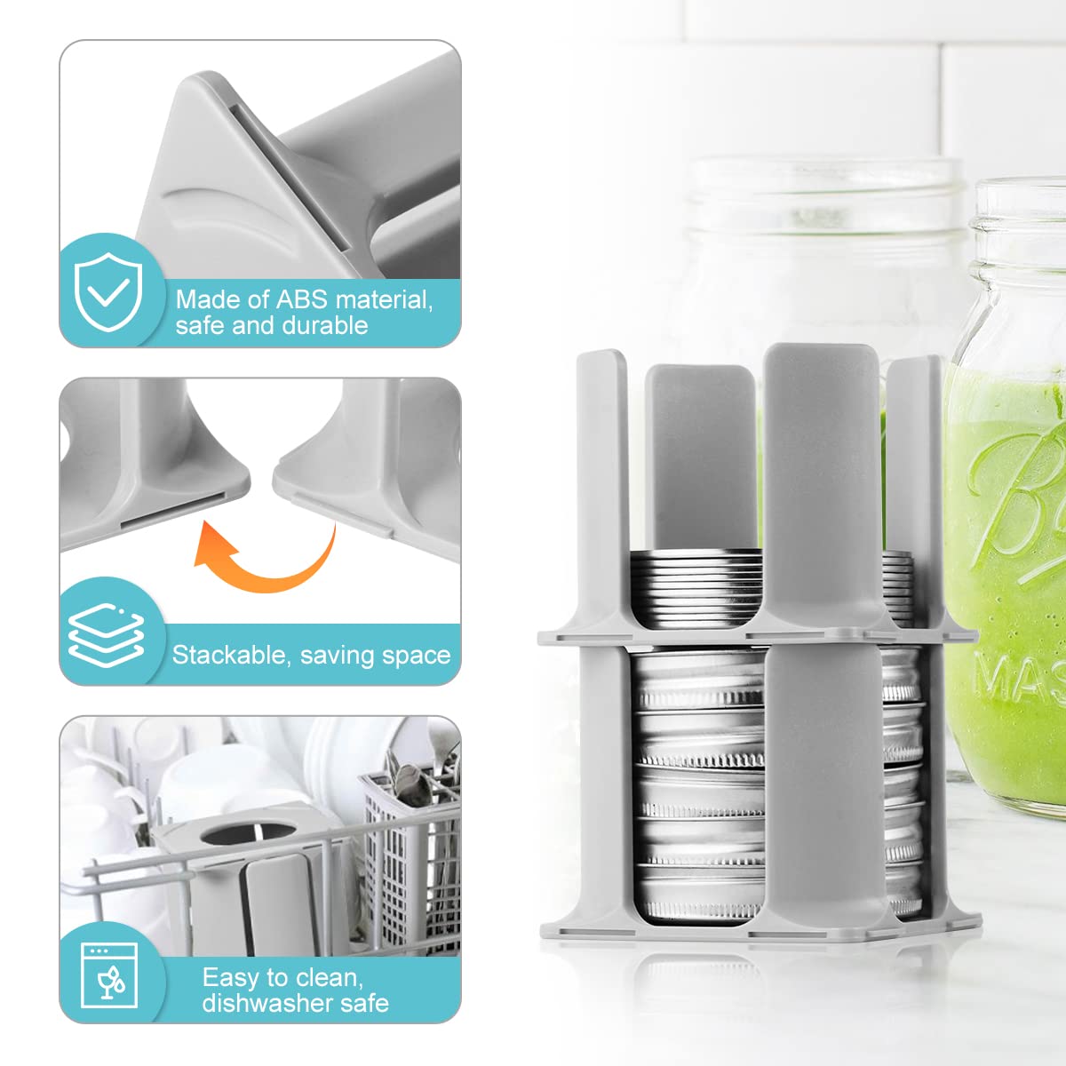 AIEVE canning lids storage rack keeps lids within reach and organized.