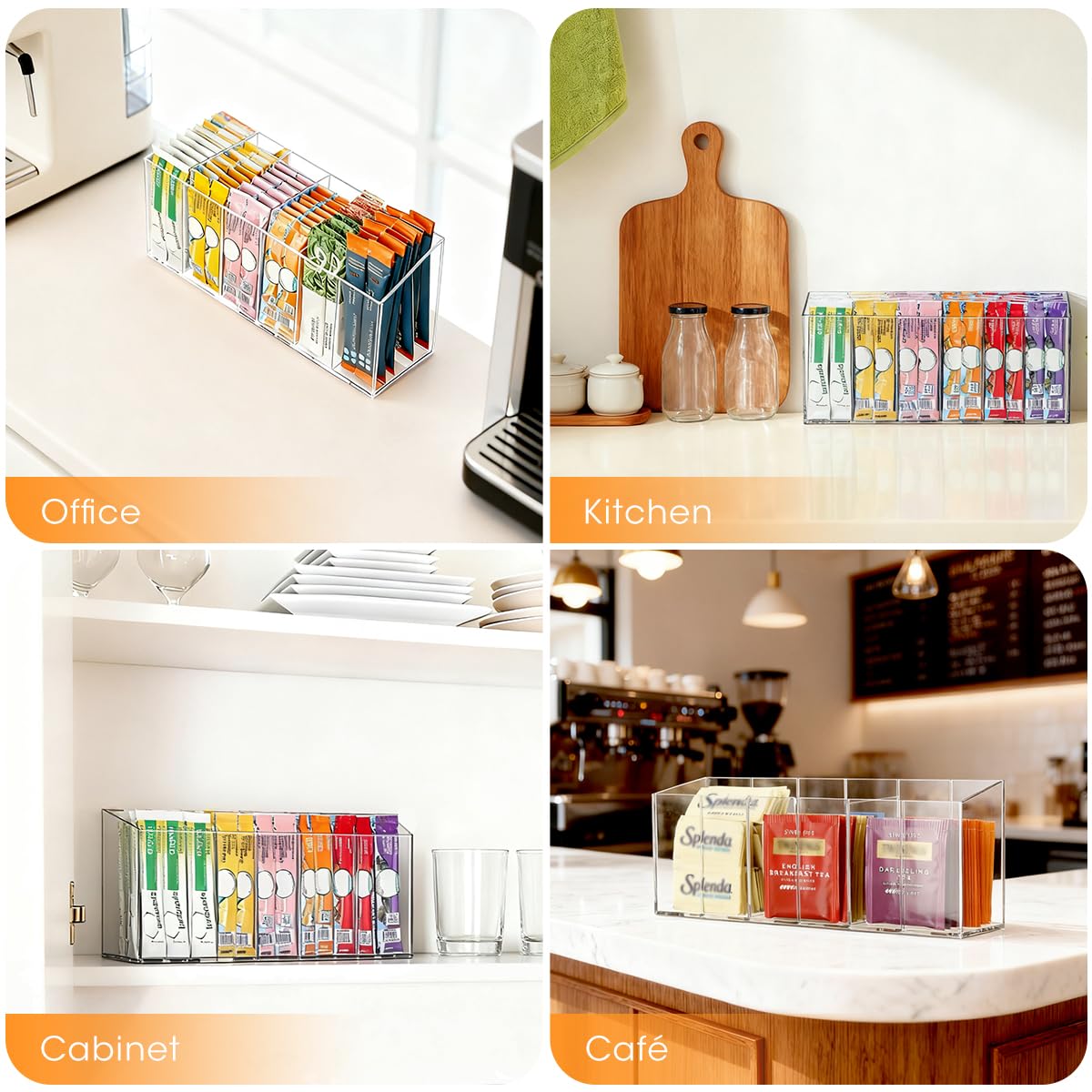 AIEVE six-compartment display showing organized beverage packets