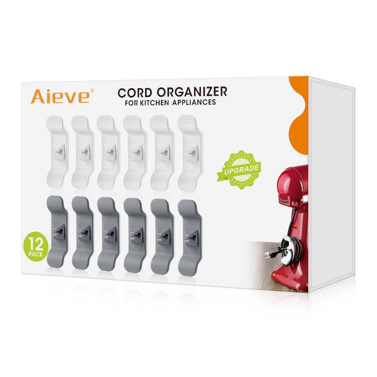 AIEVE cord organizer pack tidies kitchen appliance cords for a cleaner countertop.