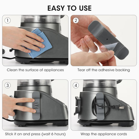 AIEVE cord organizer applied to juicer cords reduces clutter on countertops.