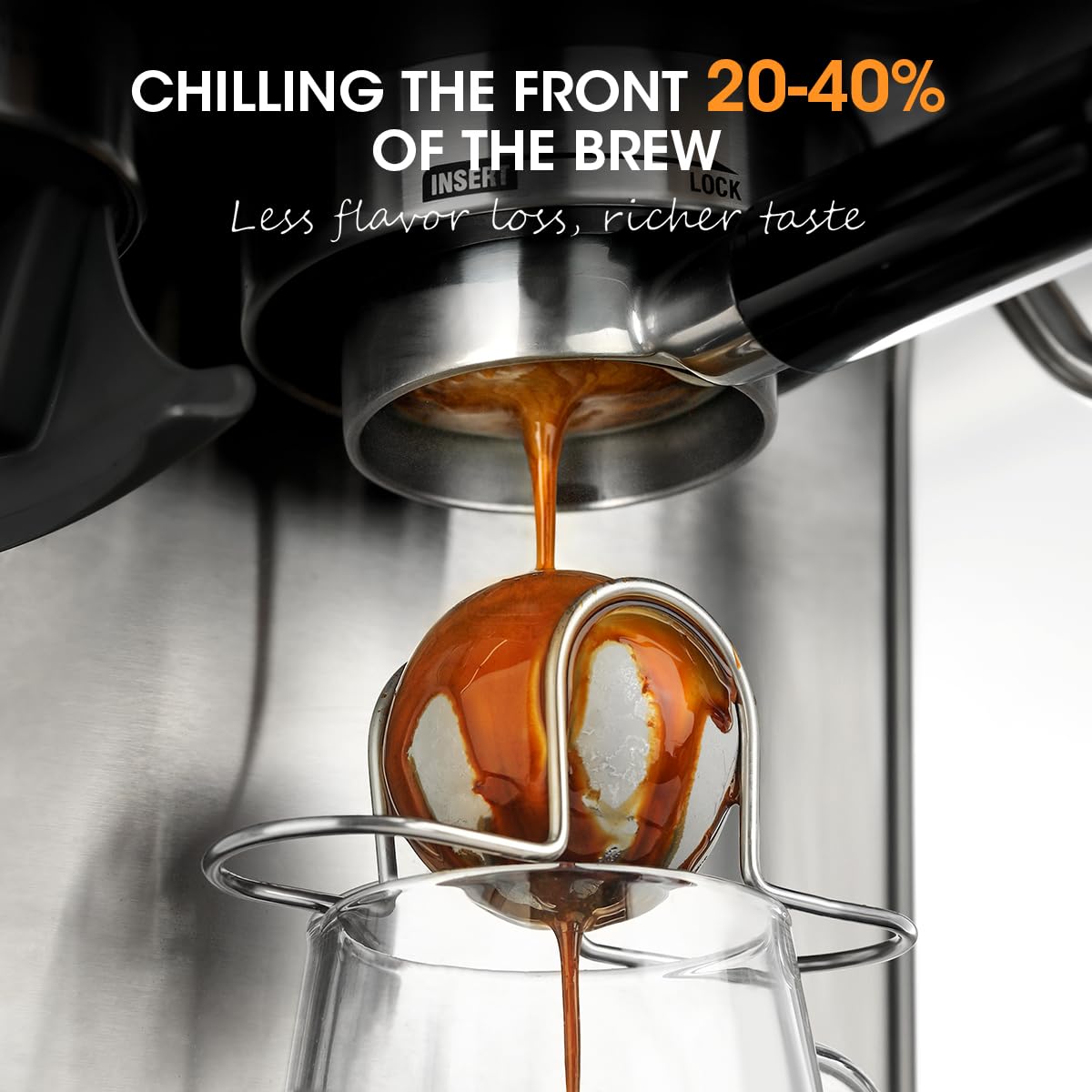 AIEVE large cooling ball in freezer delivers richer, smoother iced espresso.
