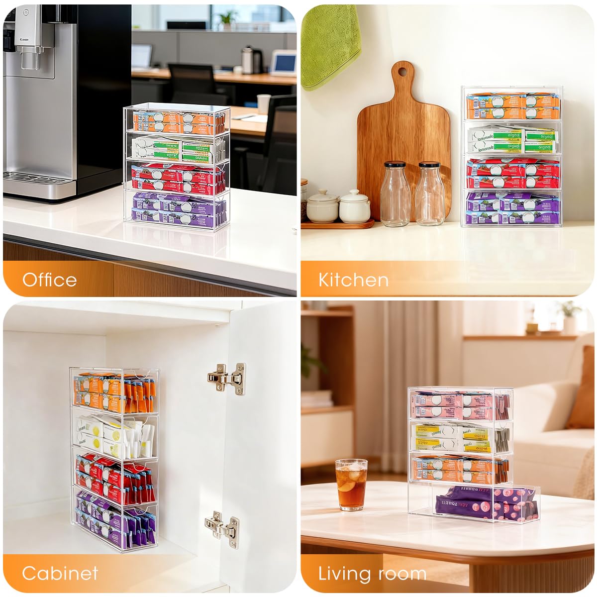 Multipurpose storage for packets, coffee, and small items in pantry