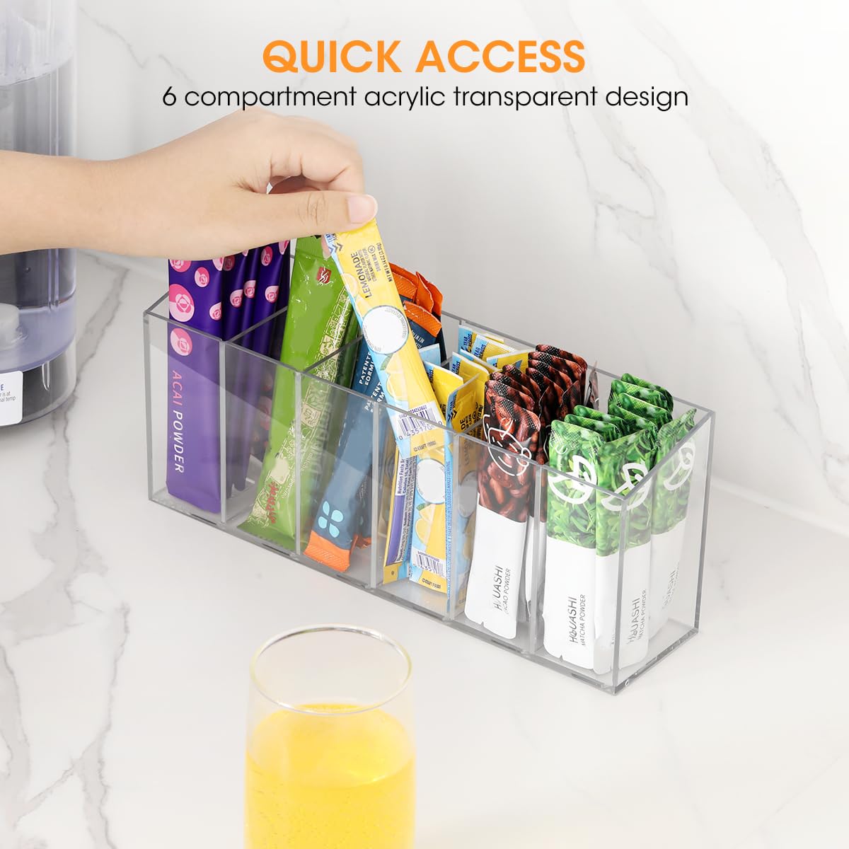 AIEVE pantry storage for sugar, tea, and coffee packets, tidy and accessible