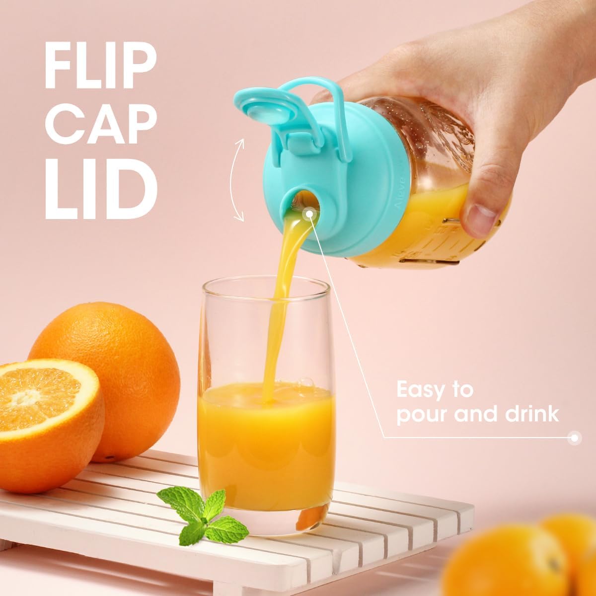 AIEVE regular-mouth mason jar lid with pour-spout sealing dry goods securely.
