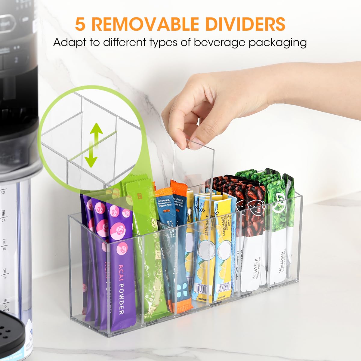AIEVE removable dividers highlight adjustable layout for different packet sizes