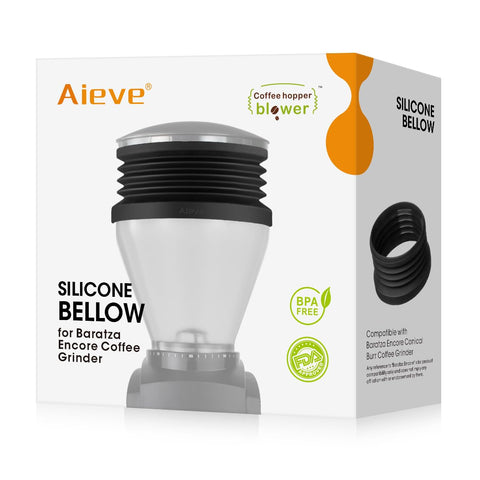 AIEVE silicone hopper bellow installed on Baratza Encore for precise single-dose pours.