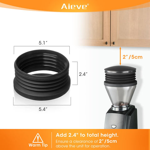 AIEVE bellow fitted to Baratza Virtuosa+ hopper reduces grind retention.