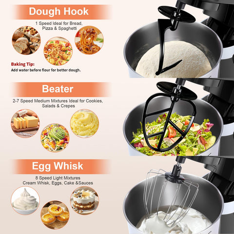Aifeel attachments dough hook whisk and flat beater ready for versatile cooking