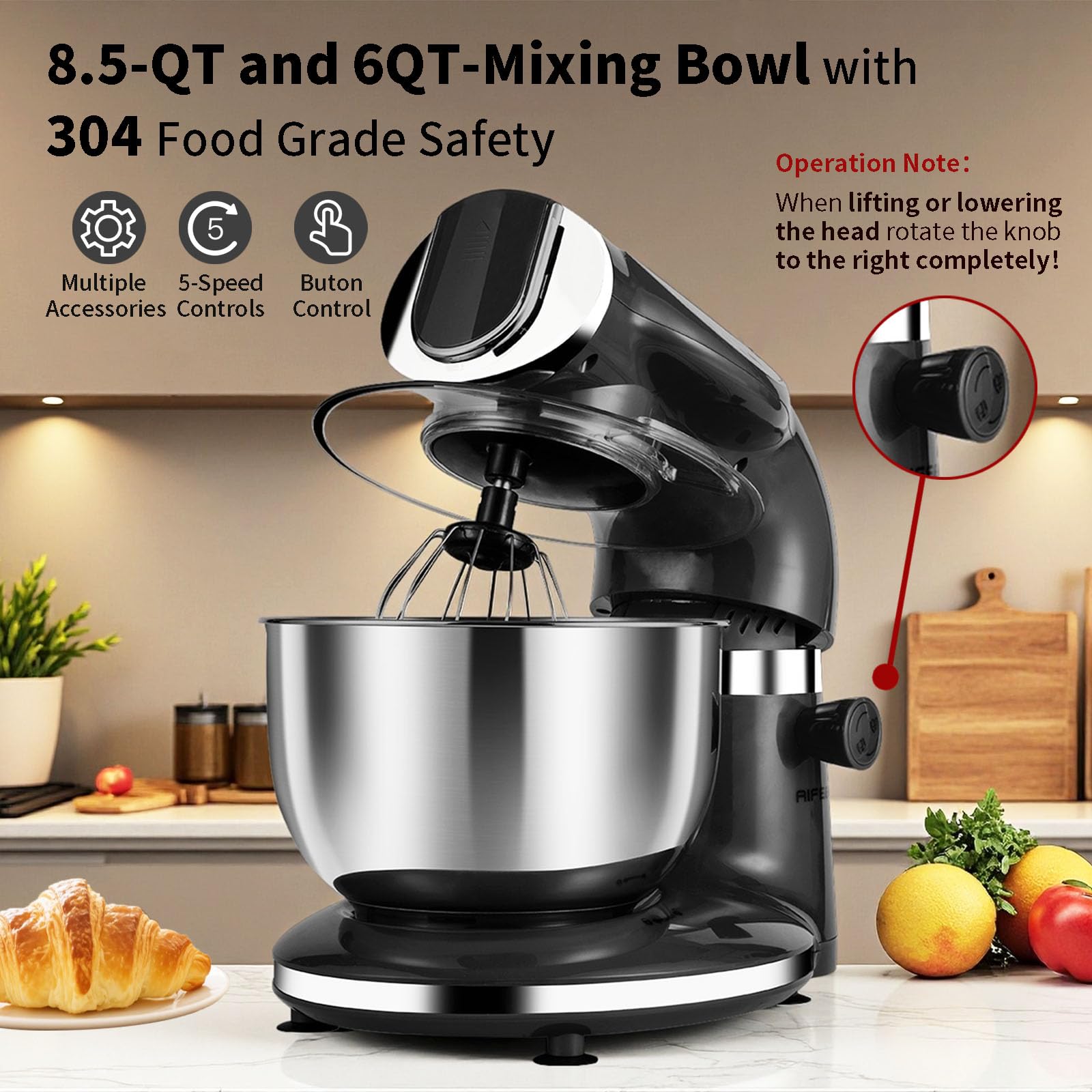Aifeel stand mixer dough hook kneading dough efficiently