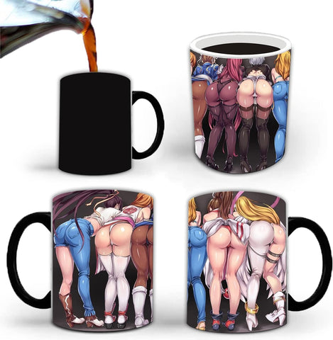 Aigori color-change mug reveals playful illustration as hot beverage warms