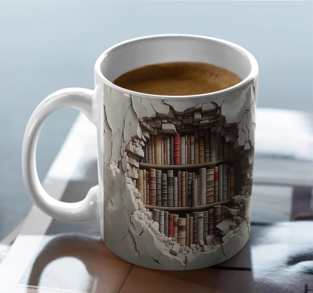 Aigori Library Bookshelf Mug gift-ready packaging enhances gifting.