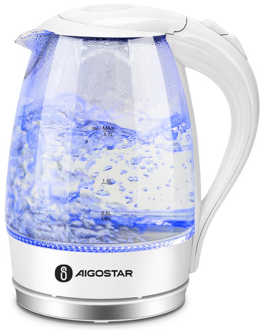 Aigostar glass electric kettle 1.7L boiling water for tea and coffee