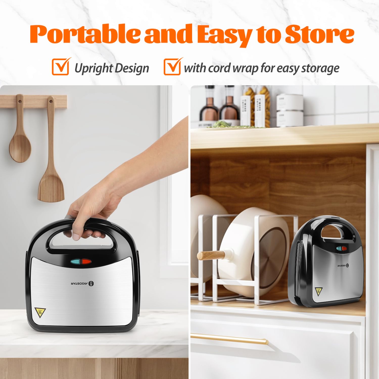 Aigostar non-stick plates simplify cleaning after grilling.