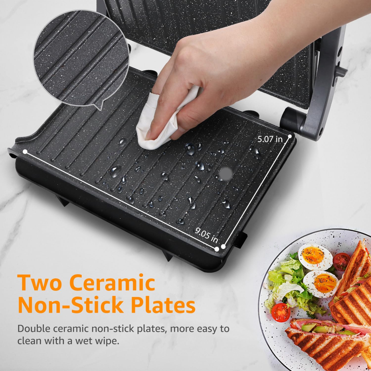 Aigostar 3-in-1 panini press with indicators for simple operation.
