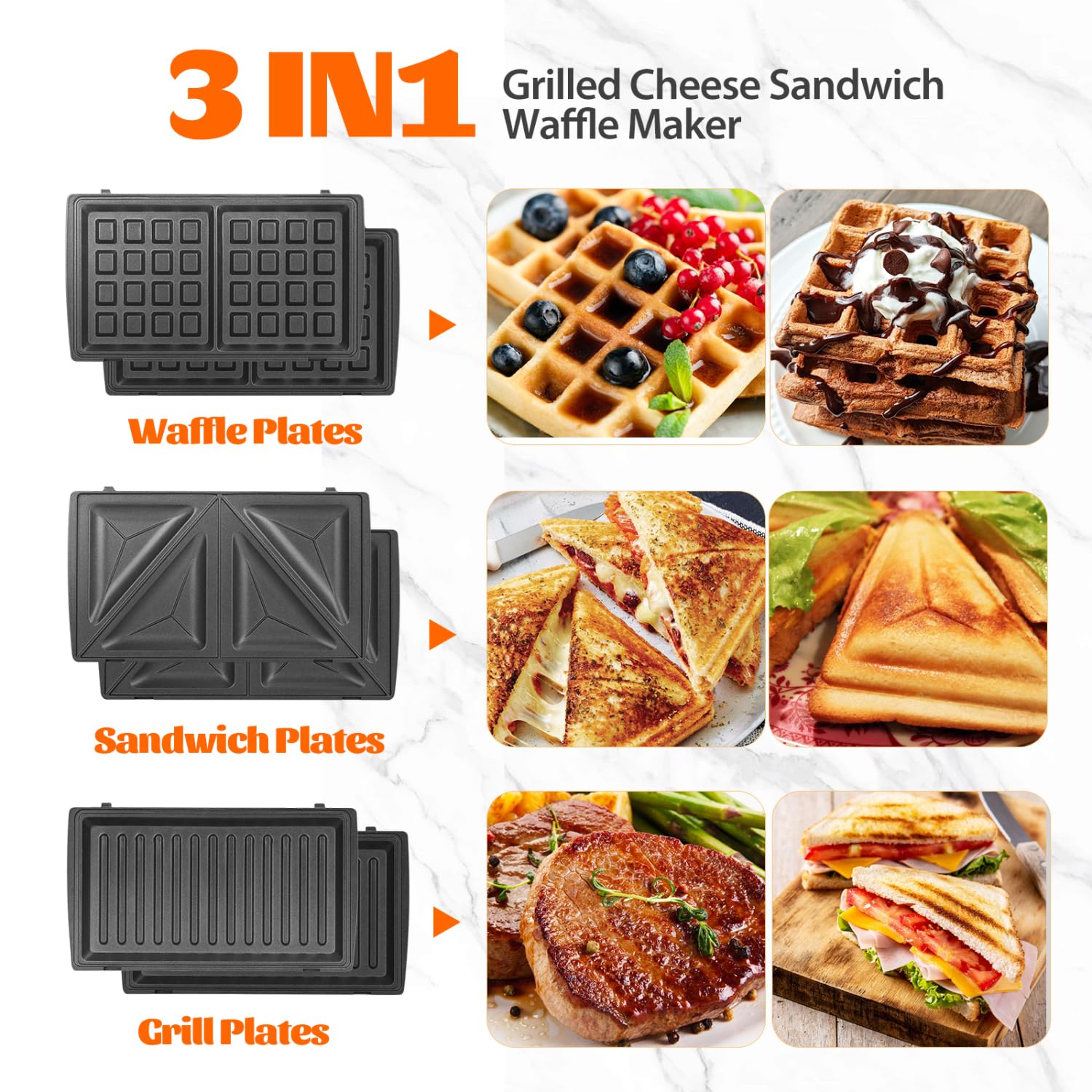 Aigostar waffle maker with detachable plates for fluffy waffles.