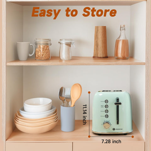 Aigostar retro toaster dial showing bagel setting for one-side toasting.