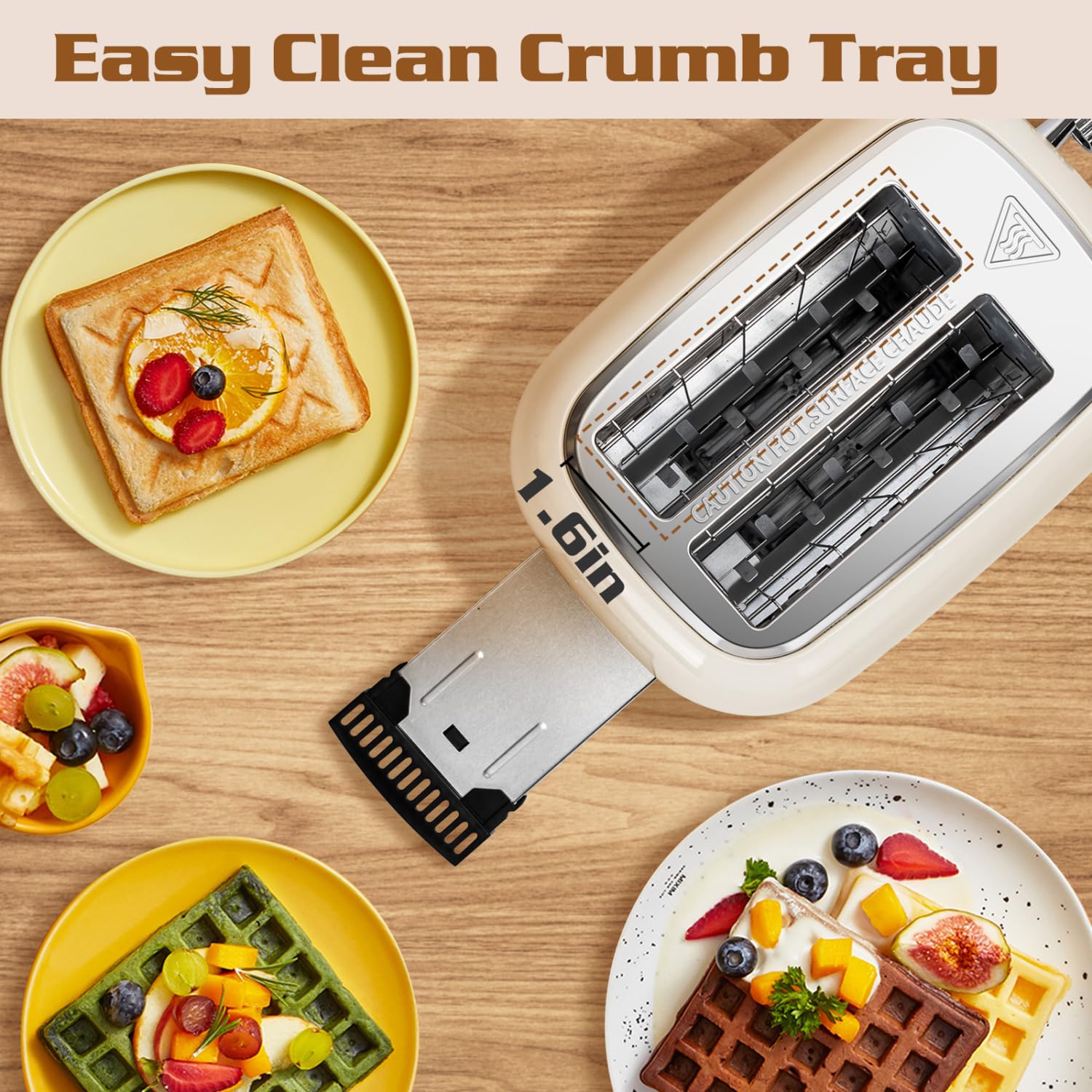 Aigostar removable crumb tray for quick countertop cleanup