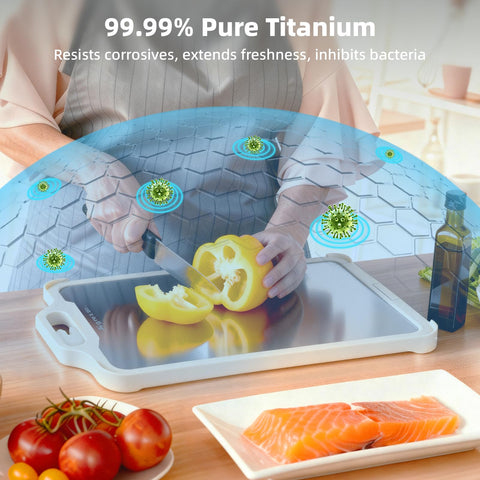 Aigrezzo titanium cutting board integrated sharpener for versatile blade maintenance.
