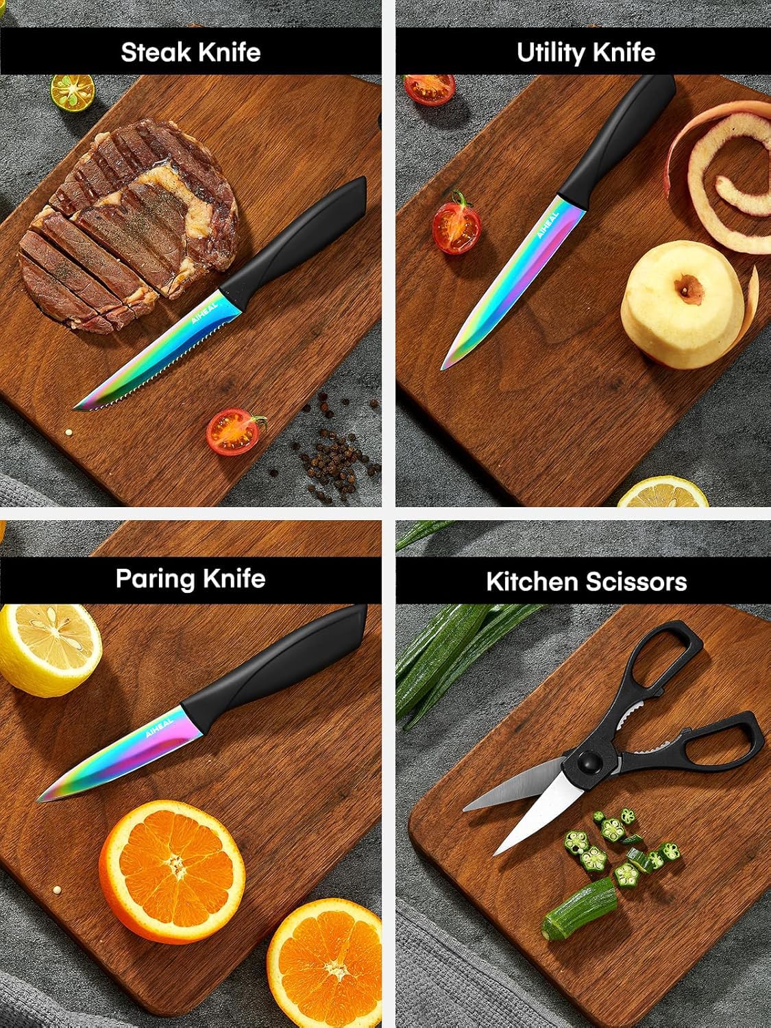 Aiheal 8-in bread knife with serrated edge for even slices