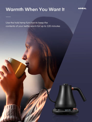 Aiheal 1200W fast heating boils 0.8L in minutes.