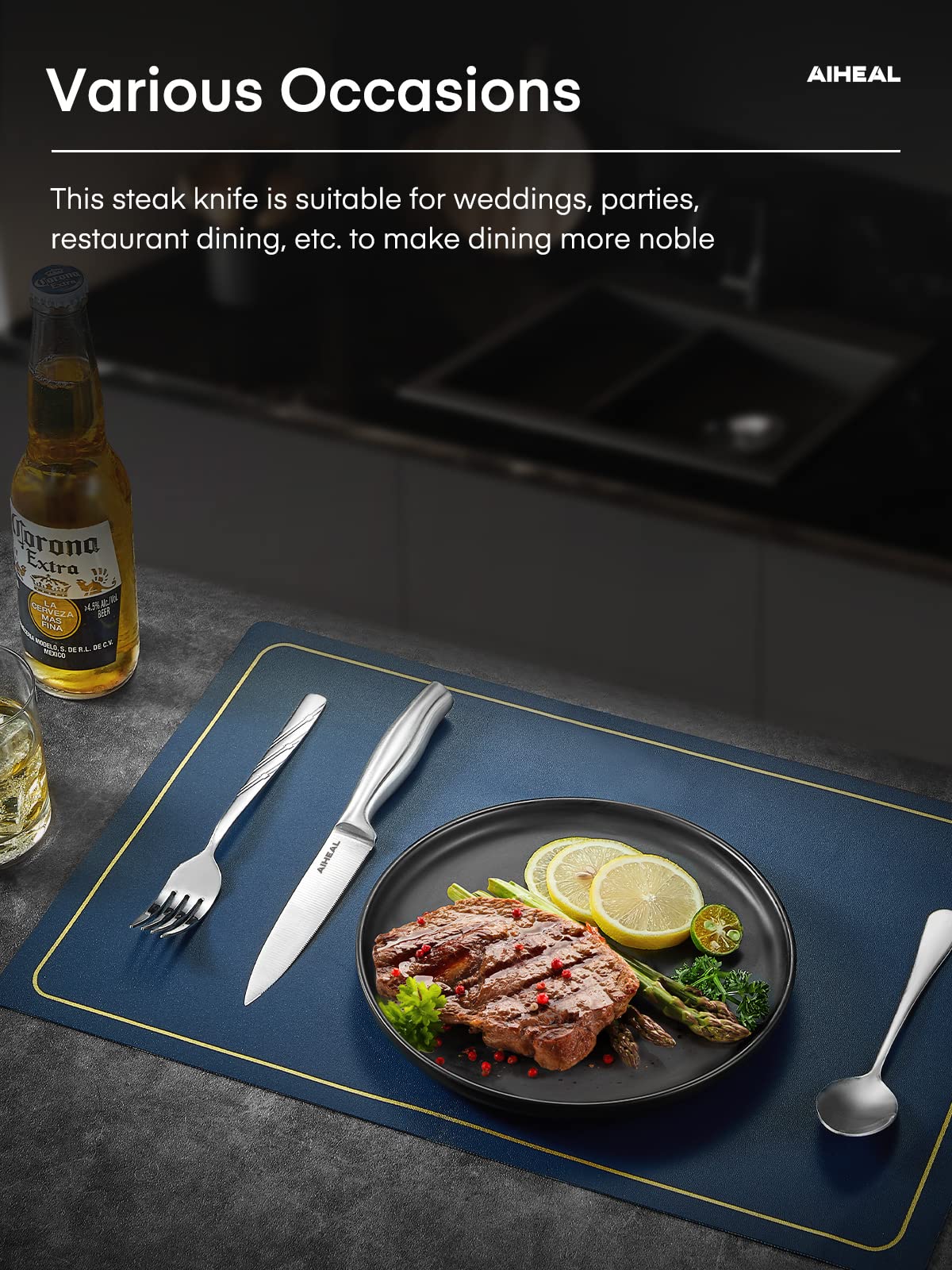 Aiheal 8-piece set displayed on a dining table