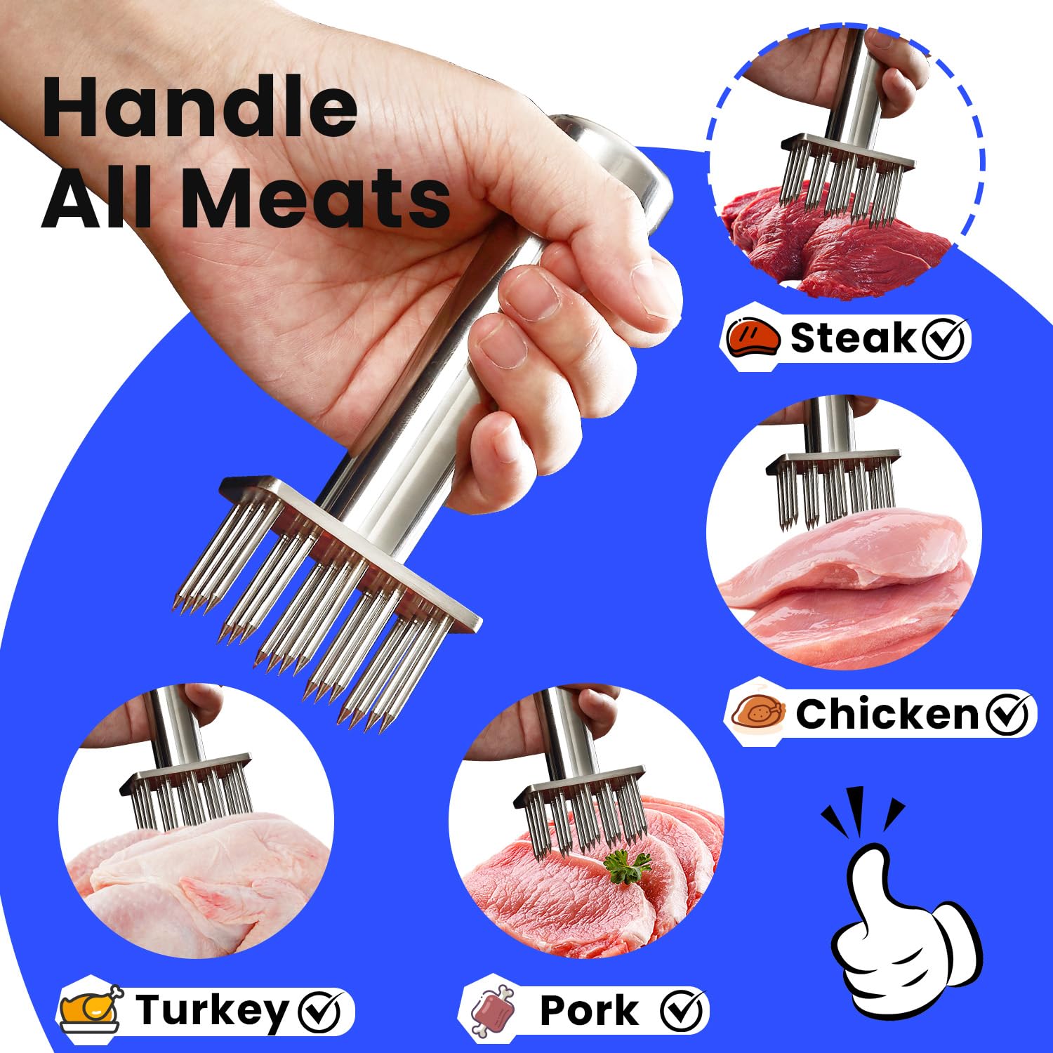 Aihomo BBQ-ready tenderizer that helps marinade penetration for flavorful grilling