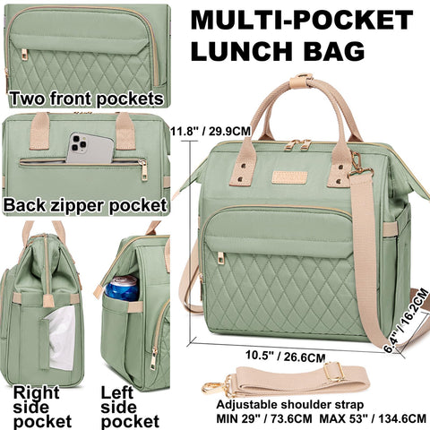 AIJIEKE women's lunch bag front pocket for quick-access essentials.