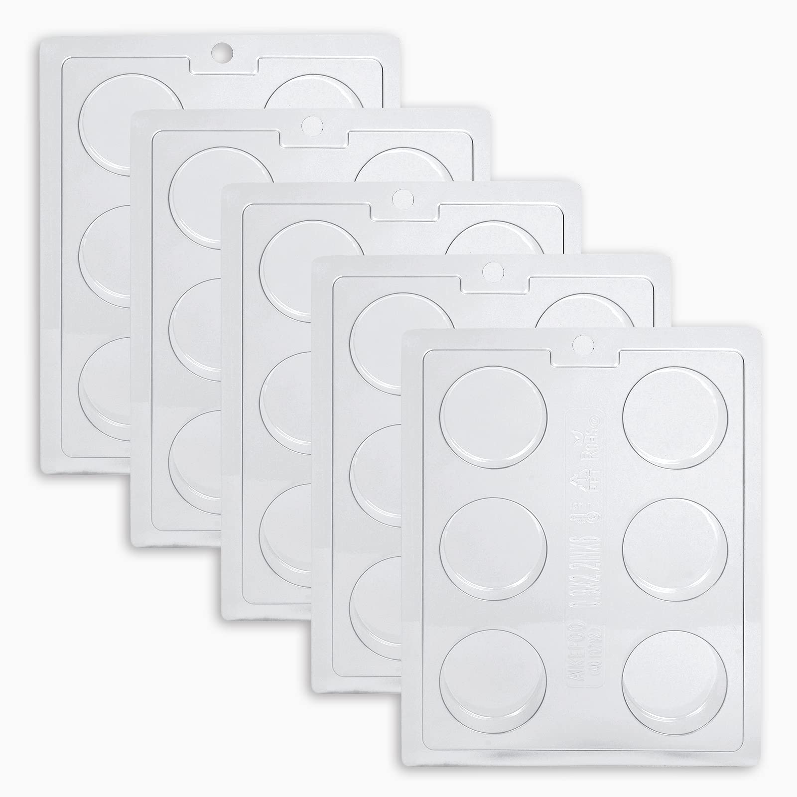 AIKEFOO round cookie mold 5-pack with 6 cavities for easy cookies.