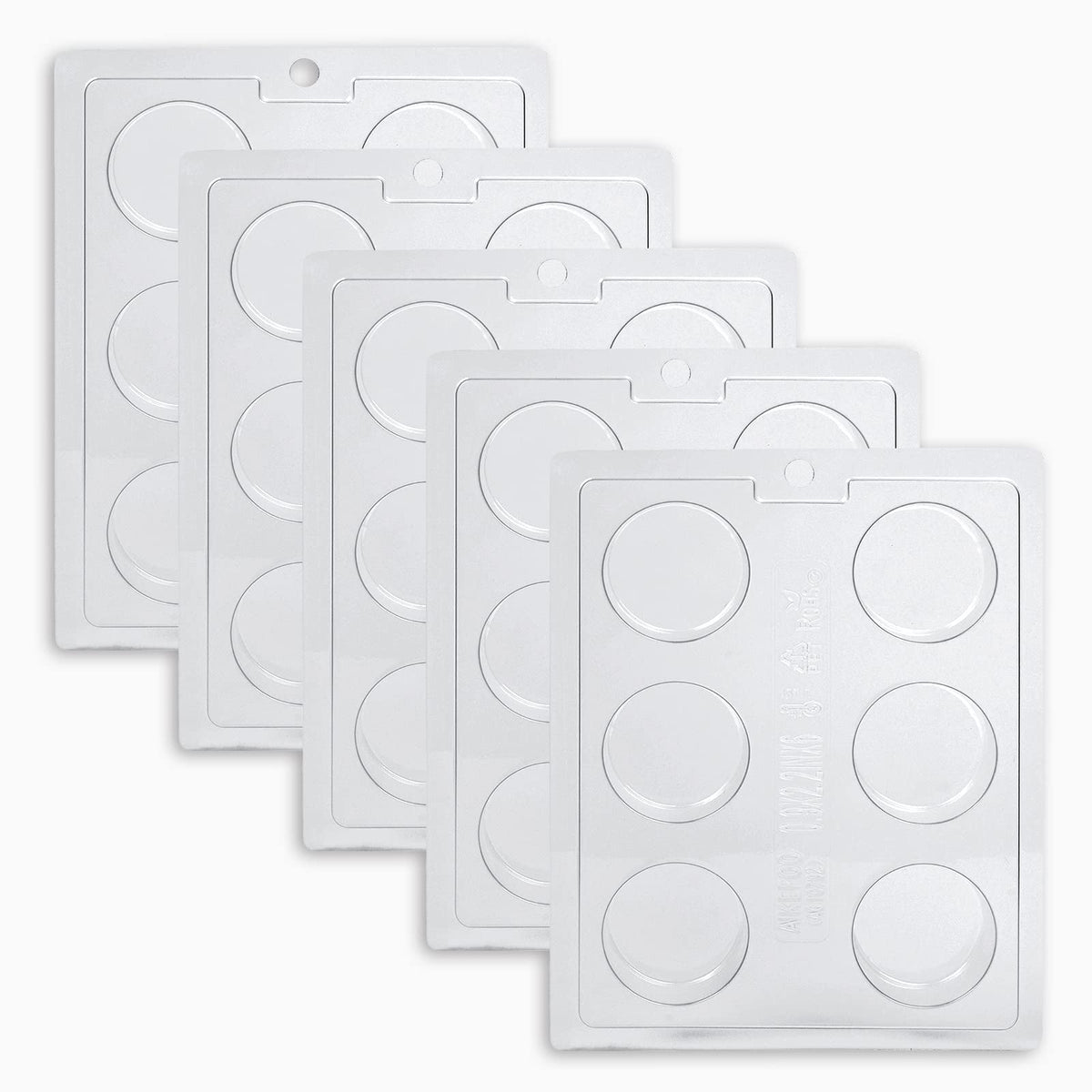 AIKEFOO round cookie mold 5-pack with 6 cavities for easy cookies.