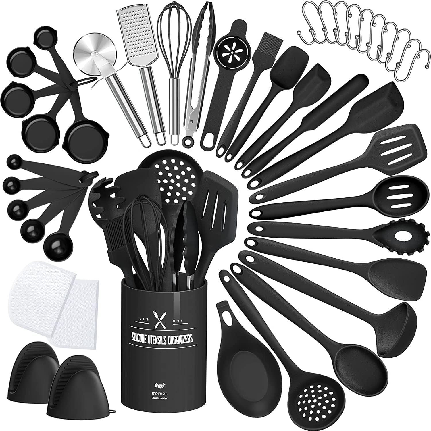 AIKKIL 43pcs kitchen set, versatile utensils for daily cooking and nonstick cookware care