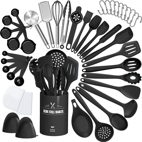 AIKKIL 43pcs kitchen set, versatile utensils for daily cooking and nonstick cookware care