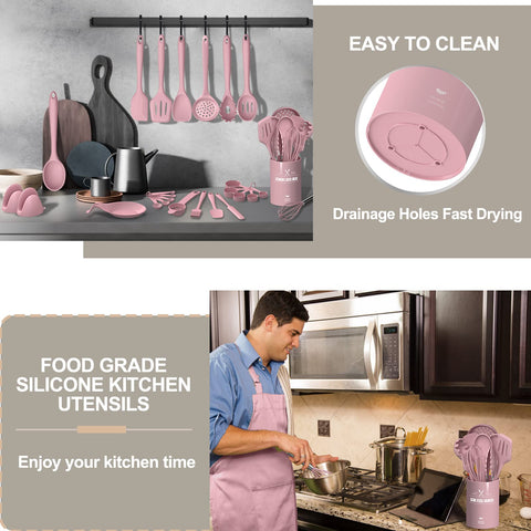 AIKKIL measuring spoons ensure precise seasoning and easy cleanup in pink set.