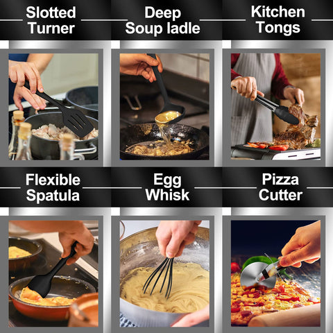 AIKKIL versatile utensils in action for baking, sautéing, and grilling