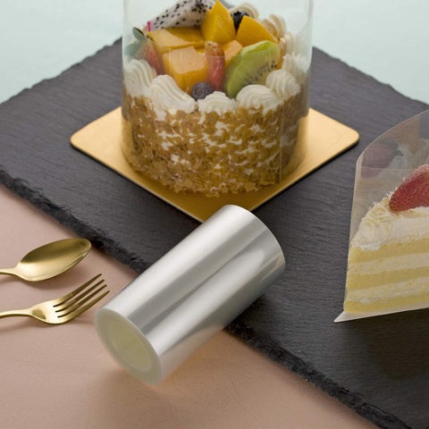 Ailaxq cake collars 6x600inch, extended acetate roll for big dessert edges.
