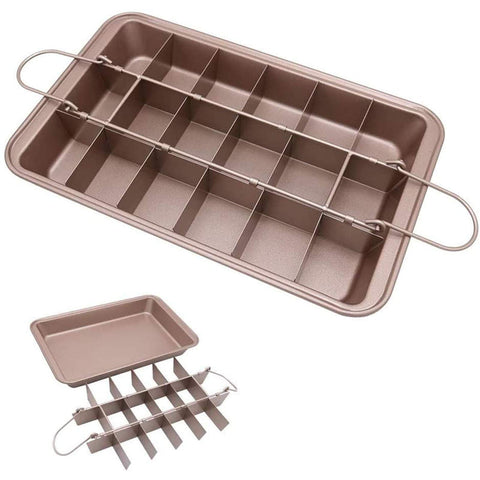 Ailelan brownie pan inside with divider pre-slicing brownies for uniform portions