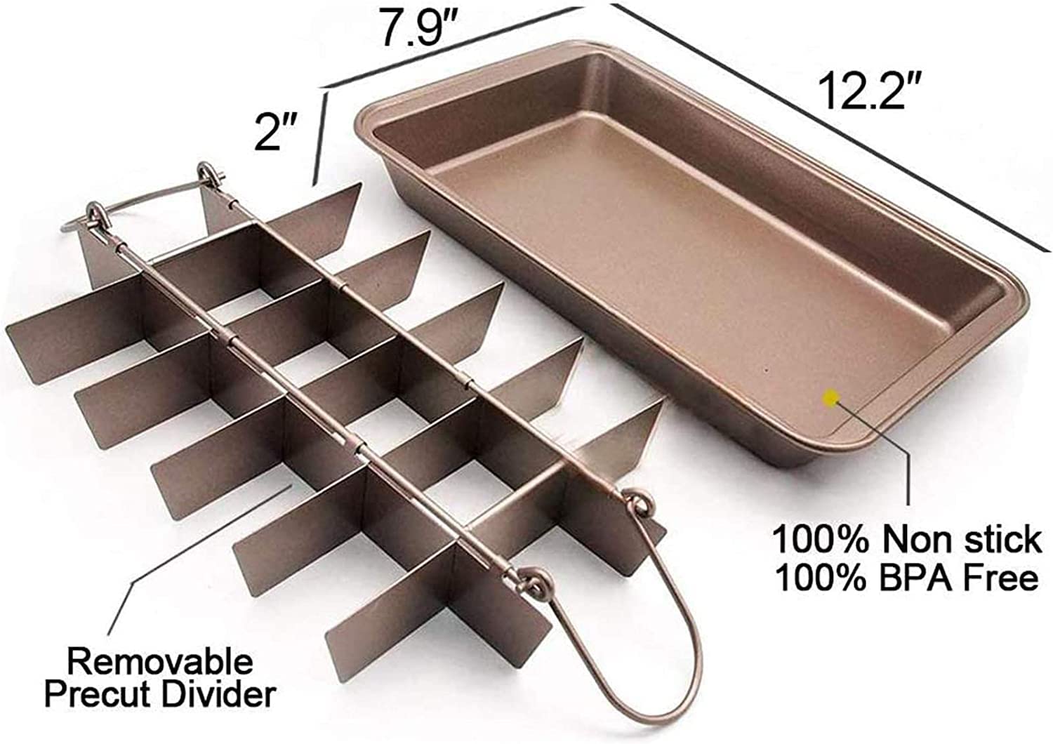 Ailelan brownie pan with non-stick coating for easy release and quick cleanup