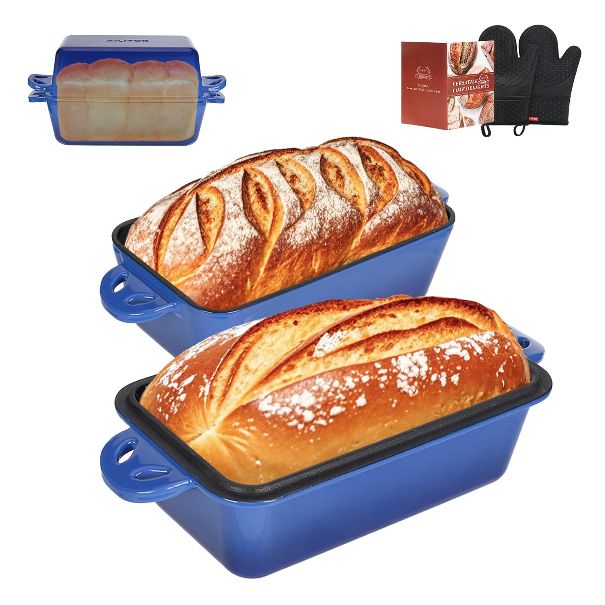 AILITOR 9x5 loaf pan with lid delivers even heat for a crispy crust.