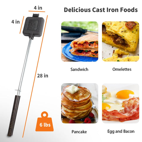 AILITOR camp pie cooker hinge shows easy-open design for hassle-free camp cooking.