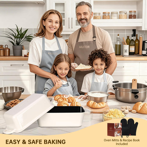 AILITOR enameled cast iron crust detail close up featuring even heat