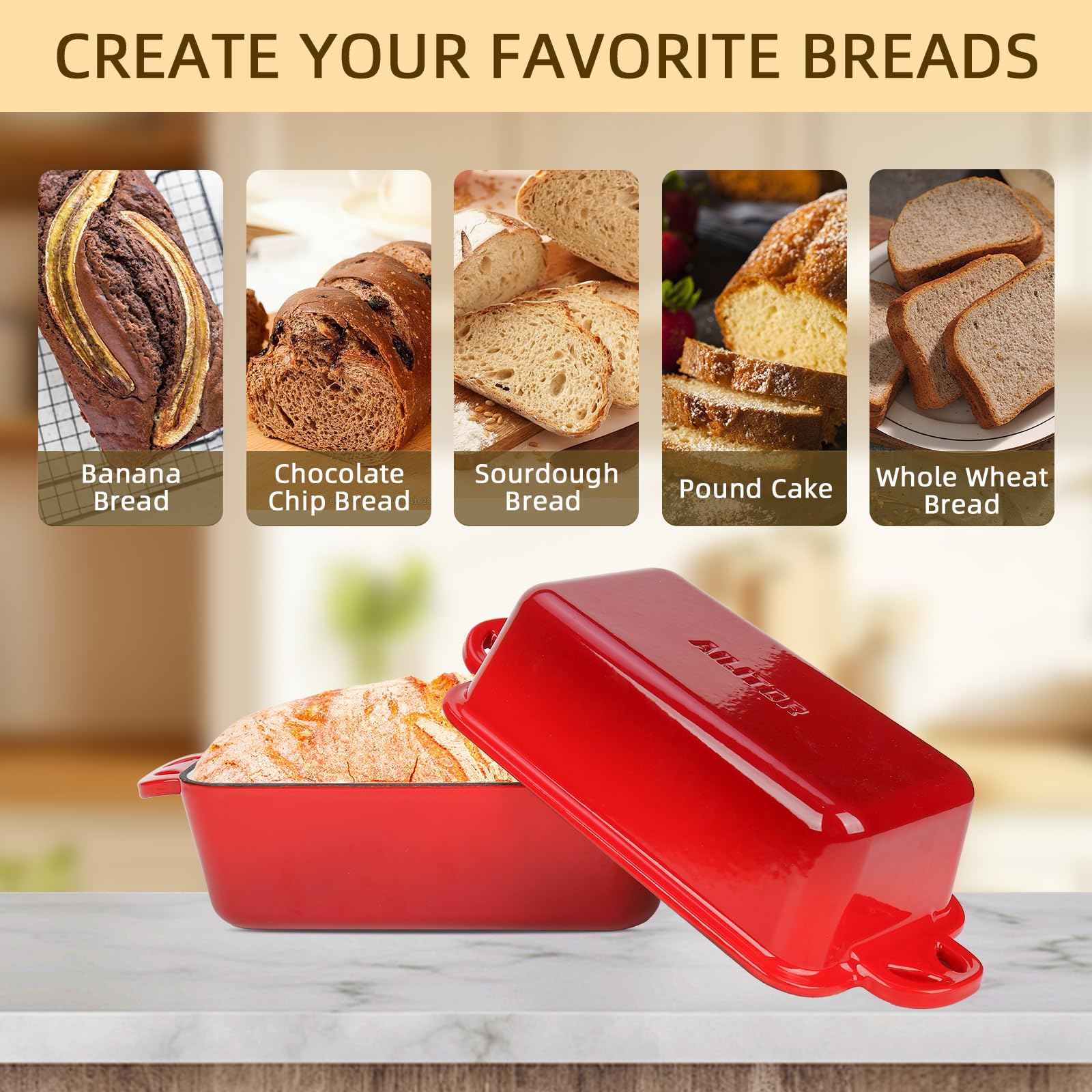 AILITOR enamel surface cleans easily for quick post-bake cleanup.