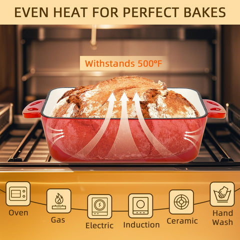 AILITOR cast iron loaf pan is oven safe up to 500°F for versatile cooking.