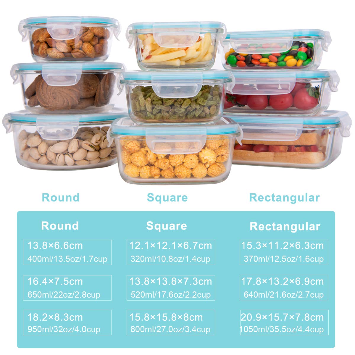 AILTEC glass rectangle medium 21oz ideal for portioned lunches