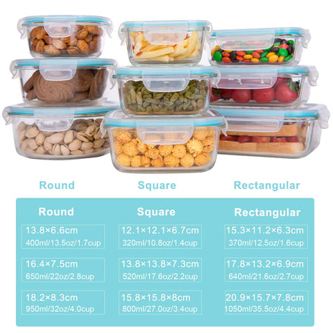 AILTEC glass rectangle medium 21oz ideal for portioned lunches