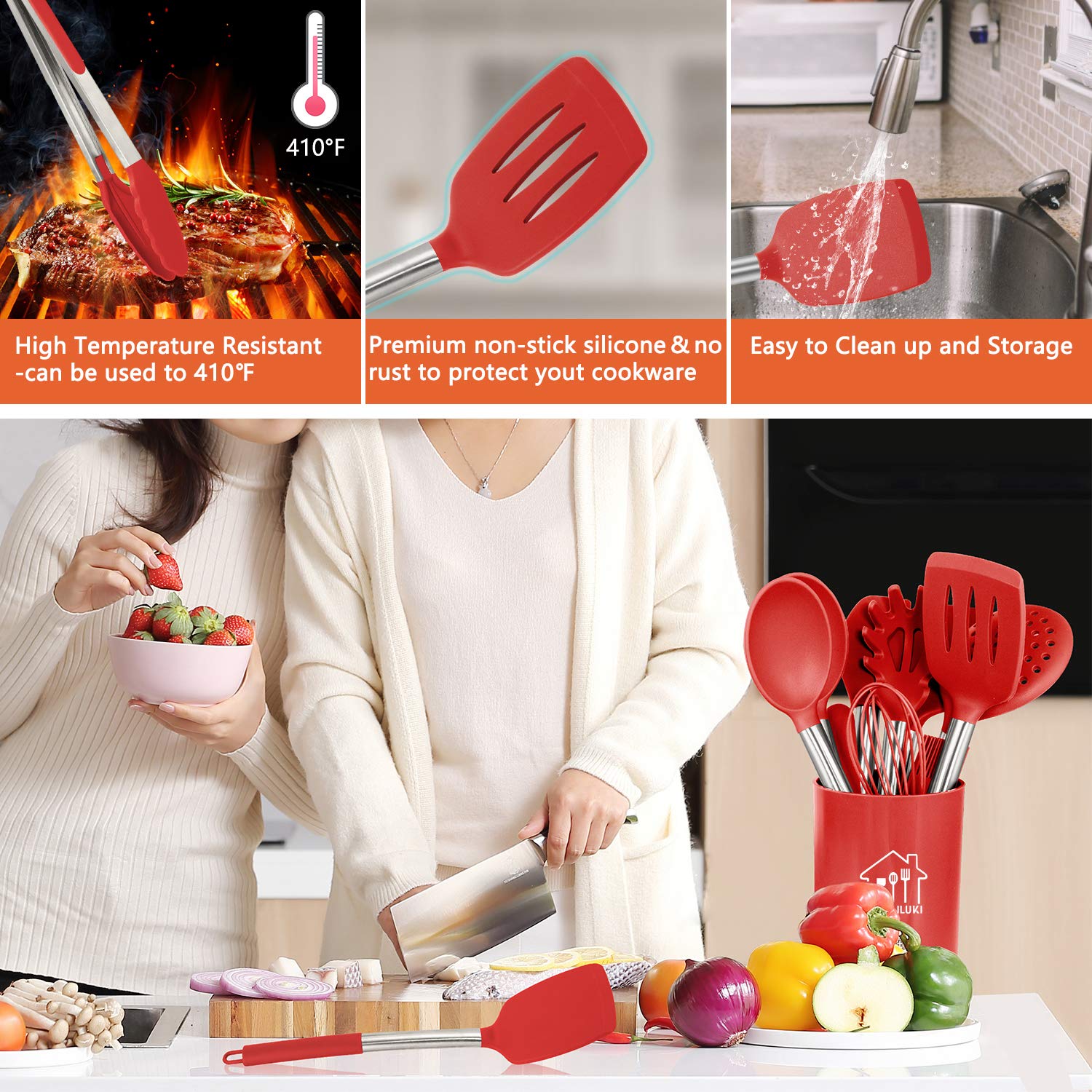 AILUKI flexible spatula gentle on cookware for batter and sauces