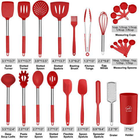 AILUKI silicone utensils with slotted spoon for draining and serving soups