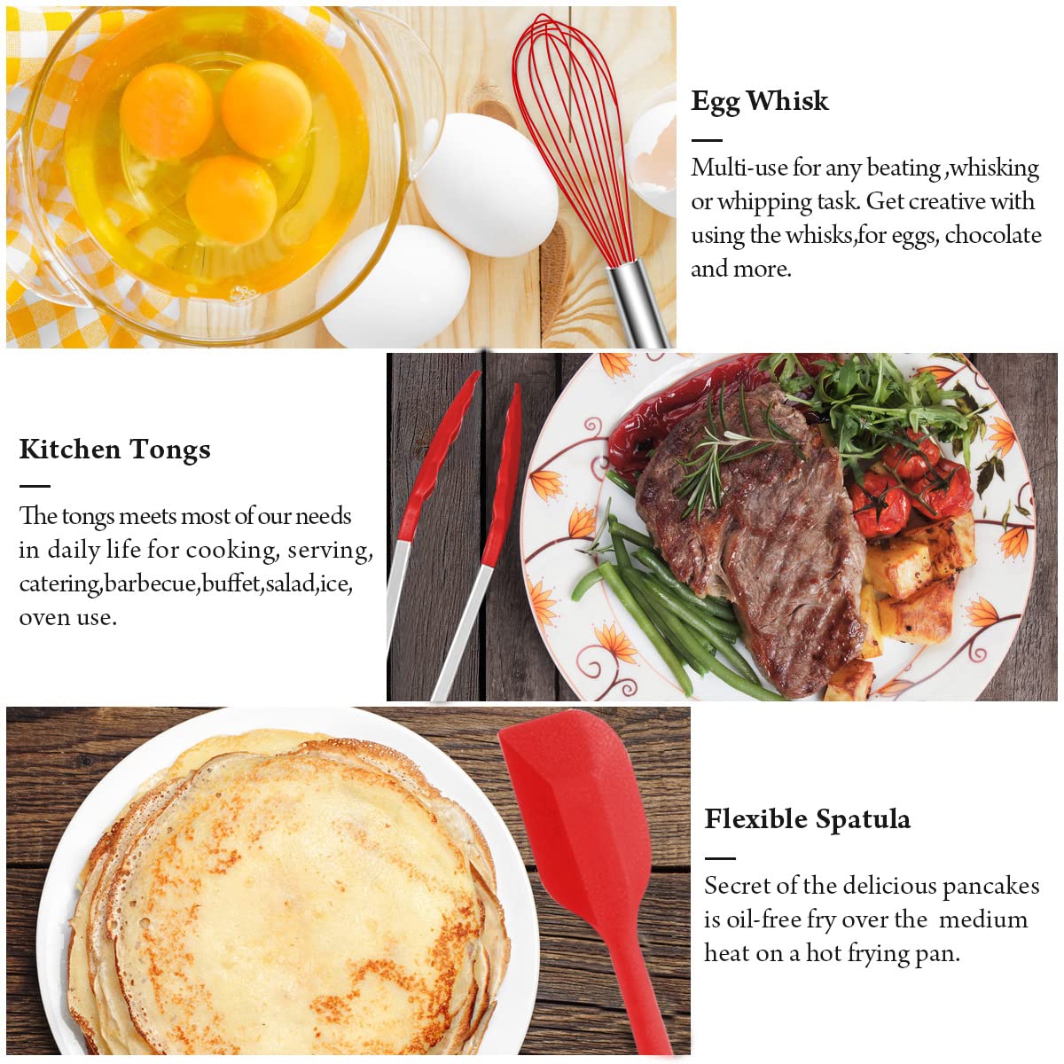 AILUKI slotted turner sturdy for flipping meat and vegetables